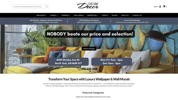 Euro Home Decor — e-commerce website